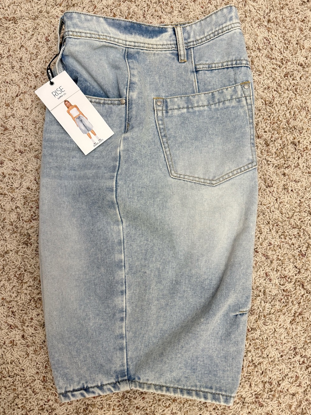Rise Supply Co. BARREL Jorts Blue Stone Acid Wash Denim Shorts NWT Loose Fit  11